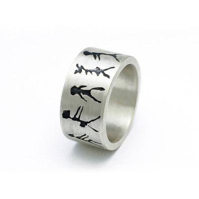 Capivara Cave Art Sterling Silver Band Ring - Name My Jewellery