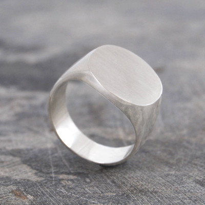 Mens Solid Silver/Gold Circular Signet Ring - Name My Jewellery
