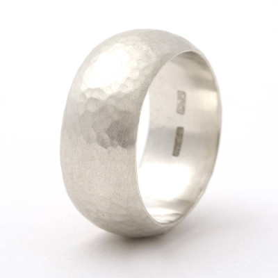 Chunky Sterling Silver Rounded Hammered Ring - Name My Jewellery