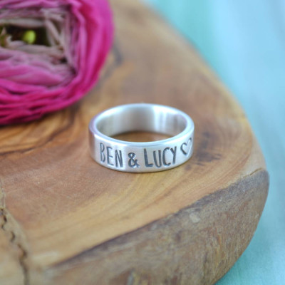 Couples Personalised Silver Band - Name My Jewellery