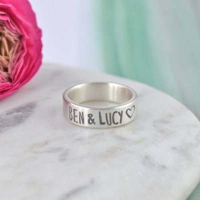 Couples Personalised Silver Band - Name My Jewellery