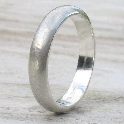 Handmade Sterling Silver Hammered Ring - Name My Jewellery