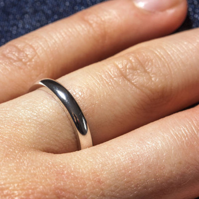 Sterling Silver D Shape Wedding Band - Name My Jewellery
