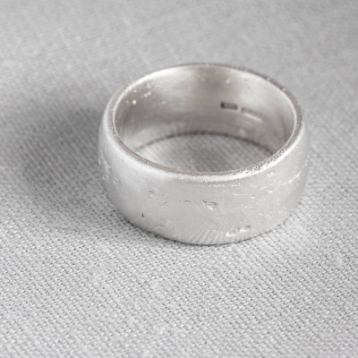 Sterling Silver Domed Sand Cast Wedding Ring - Name My Jewellery
