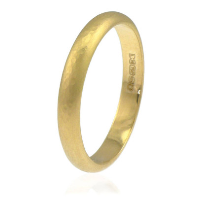 3mm Hammered Wedding Ring In 18ct Gold - Name My Jewellery