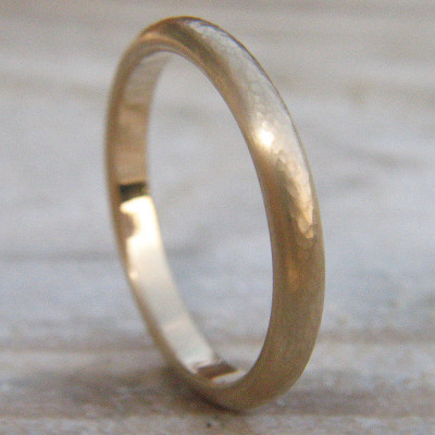 3mm Hammered Wedding Ring In 18ct Gold - Name My Jewellery