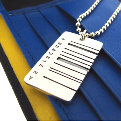 Wide Barcode Tag Pendant - Name My Jewellery