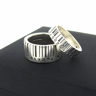 Extra Wide Silver Barcode Ring - Name My Jewellery
