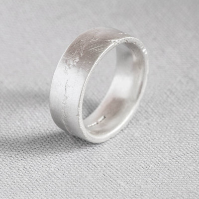 Sterling Silver Flat Sand Cast Wedding Ring - Name My Jewellery