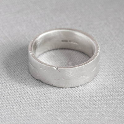 Sterling Silver Flat Sand Cast Wedding Ring - Name My Jewellery