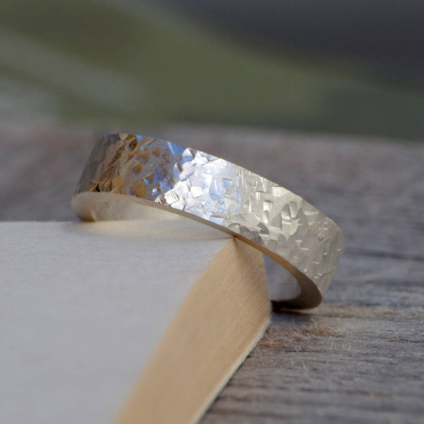 Personalised Textured Wedding Band In Sterling Silver - Name My Jewellery