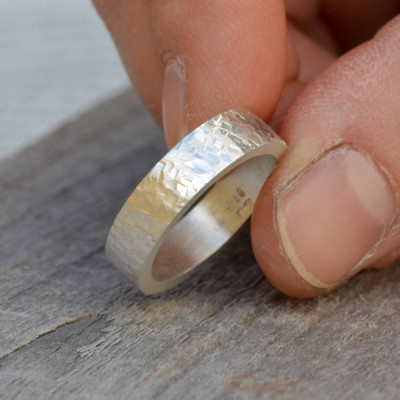 Personalised Textured Wedding Band In Sterling Silver - Name My Jewellery