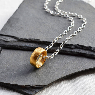 Gold Plated Meteorite Ring Necklace - Name My Jewellery