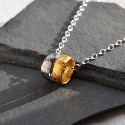 Gold Plated Meteorite Ring Necklace - Name My Jewellery