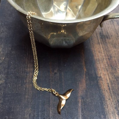 Gold Whale Tail Pendant Necklace - Name My Jewellery