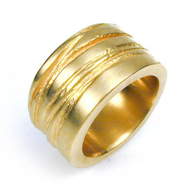 Wide Silver Texture Bound Ring In 18ct Gold Plated - Name My Jewellery
