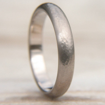Hammered Wedding Ring In 18ct White Gold - Name My Jewellery