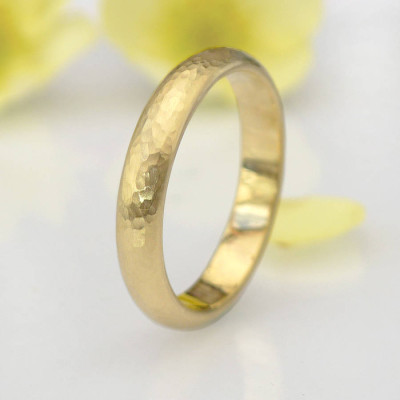 Hammered Ring In 18ct Yellow Or Rose Gold - Name My Jewellery