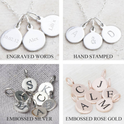 Hand Stamped Silver Personalised Charm Necklace - Name My Jewellery