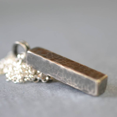 Handmade Blacksmiths Silver Hammered Block Necklace - Name My Jewellery