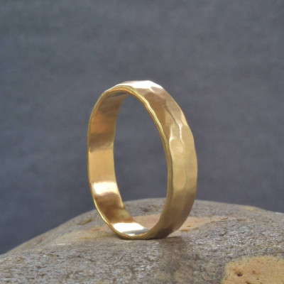 18ct  Gold Handmade Hammered Wedding Ring - Name My Jewellery