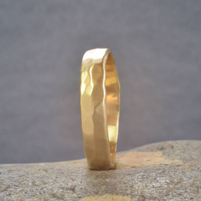 18ct  Gold Handmade Hammered Wedding Ring - Name My Jewellery