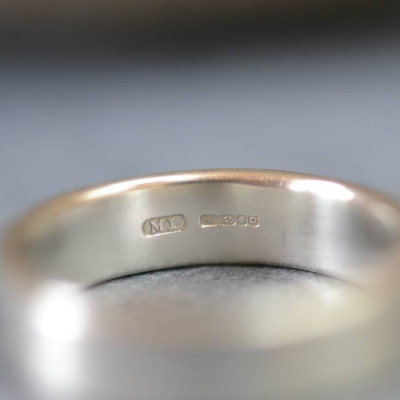Handmade Satin Silver Rectangular Wedding Ring - Name My Jewellery