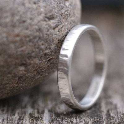 Handmade Silver Rippled Wedding Ring - Name My Jewellery