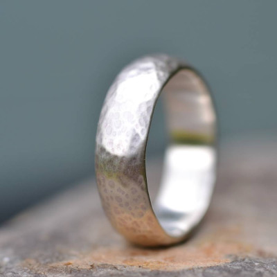 Handmade Silver Wedding Ring Lightly Hammered Finish - Name My Jewellery