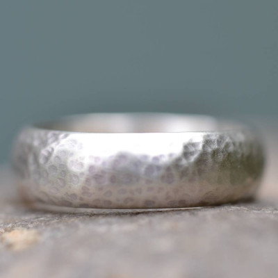 Handmade Silver Wedding Ring Lightly Hammered Finish - Name My Jewellery