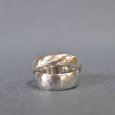 Handmade Silver Wedding Ring With Hammered Finish - Name My Jewellery