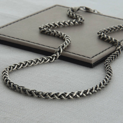 Heavy Sterling Silver Detailed Chain Necklace - Name My Jewellery