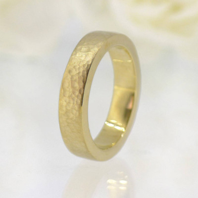 His And Hers Hammered Wedding Ring 18ct Gold Set - Name My Jewellery
