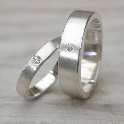 His And Hers Silver Wedding Rings - Name My Jewellery
