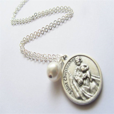 Large St Christopher Charm Necklace - Name My Jewellery
