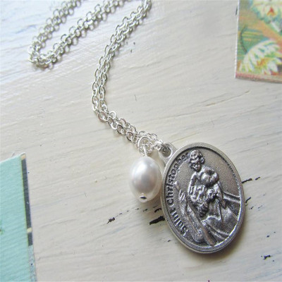 Large St Christopher Charm Necklace - Name My Jewellery