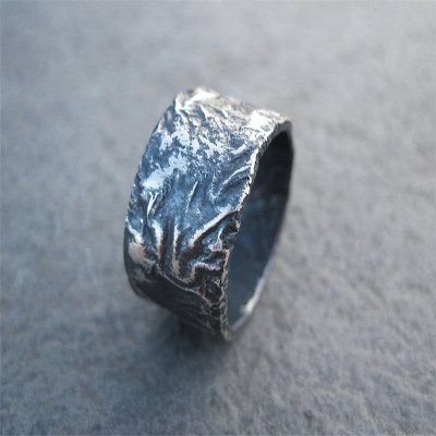 Sterling Silver Rocky Outcrop Broad Ring - Name My Jewellery