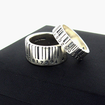 Medium Silver Barcode Ring - Name My Jewellery