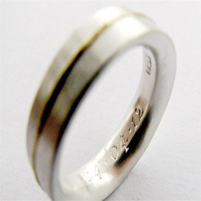 Medium Sterling Silver Ring With 18ct Gold Detail - Name My Jewellery