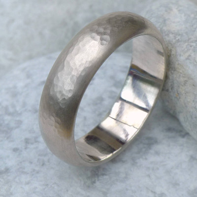 Mens 6mm Hammered Ring In 18ct Gold - Name My Jewellery
