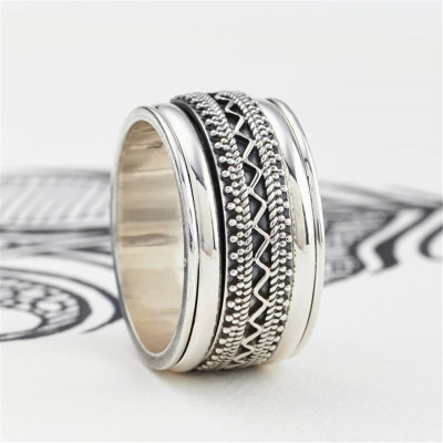 Mens Chunky Tribal Spinning Ring - Name My Jewellery