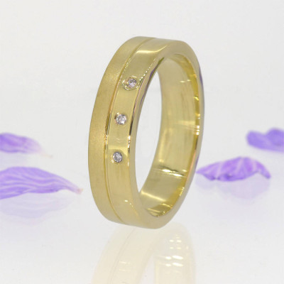 Mens Contemporary Diamond Ring In 18ct Gold - Name My Jewellery