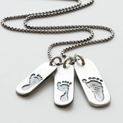 Mens Footprint Trio Tag Necklace - Name My Jewellery