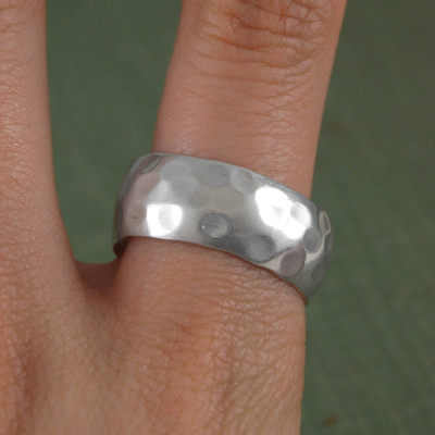 Mens Hammered Sterling Silver Ring - Name My Jewellery