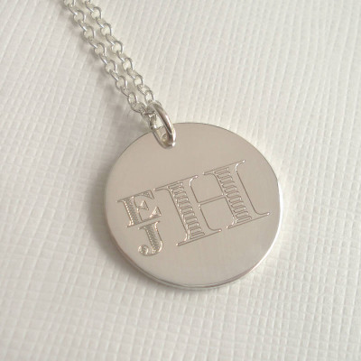 Mens Engraved Monogram Stacked Necklace - Name My Jewellery