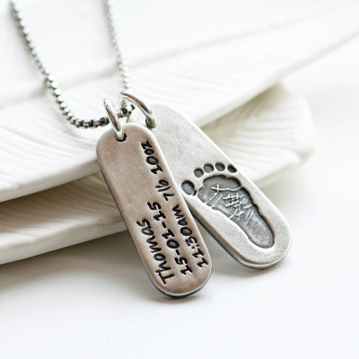 Mens Personalised Footprint Tag Necklace - Name My Jewellery
