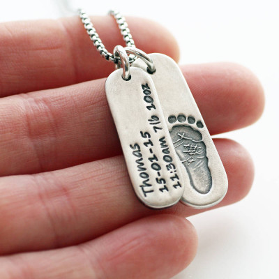 Mens Personalised Footprint Tag Necklace - Name My Jewellery