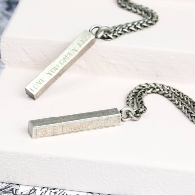 Mens Personalised Metal Bar Necklace - Name My Jewellery
