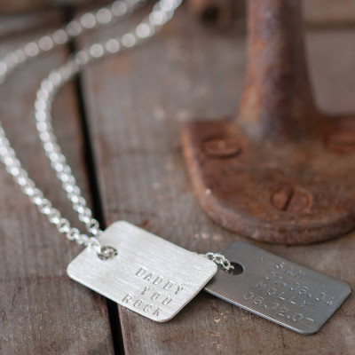 Mens Personalised Silver Tag Necklace - Name My Jewellery