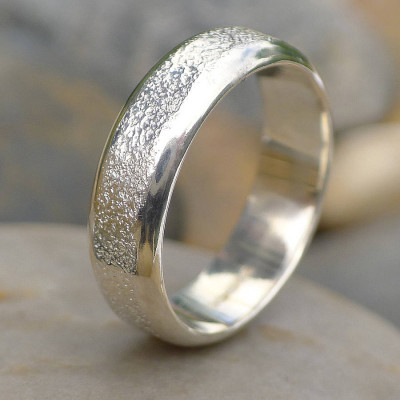 Mens Silver Ring With Concrete Texture - Name My Jewellery